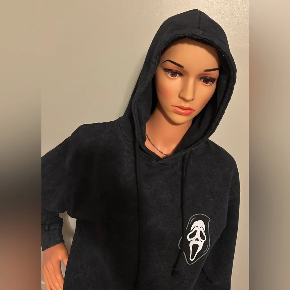 Ghost Face Drawstring Hooded Sweatshirt size M